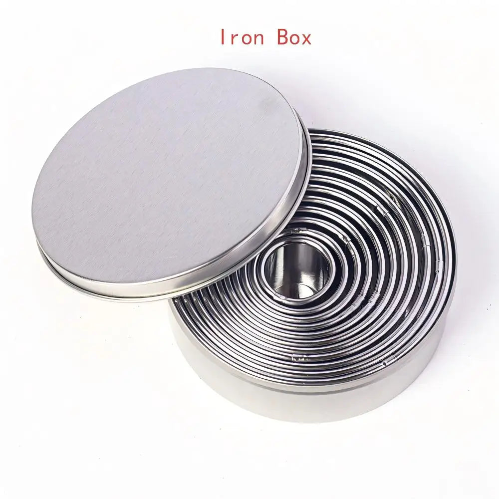 12PCS Cookie Cutter Mousse Ring Set Food-Safe Stainless Steel Rolled Edge Round Molds for Biscuit Donut Fondant DIY Home Baking