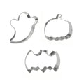 3PCS Halloween Cookie Cutter Set Food-Safe Stainless Steel Bat Pumpkin Ghost Molds for Candy Fruit Pancake Holiday Home Baking