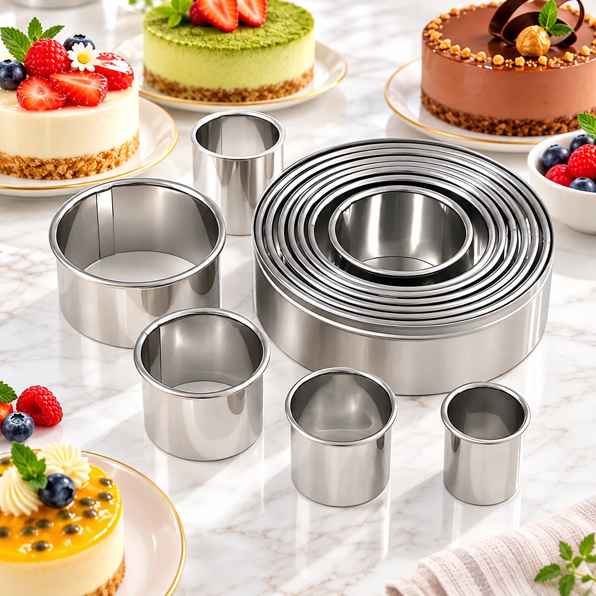 Conjunto 12 Cortadores de Biscoite Redondo Inox