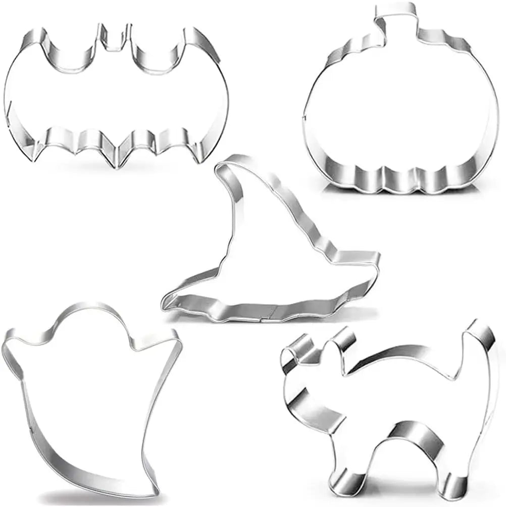 3PCS Halloween Cookie Cutter Set Food-Safe Stainless Steel Bat Pumpkin Ghost Molds for Candy Fruit Pancake Holiday Home Baking