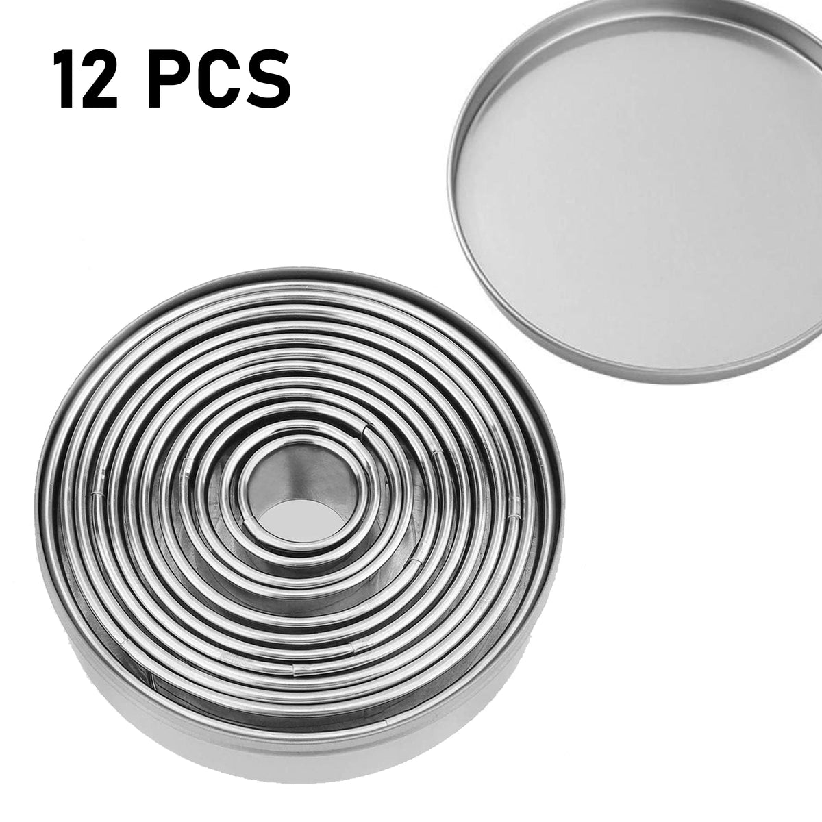 Conjunto 12 Cortadores de Biscoite Redondo Inox