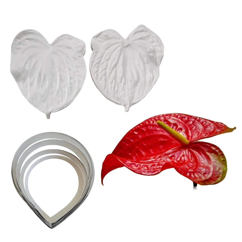 Kit moldes de Silicone e cortadores para Flores 6 pzas