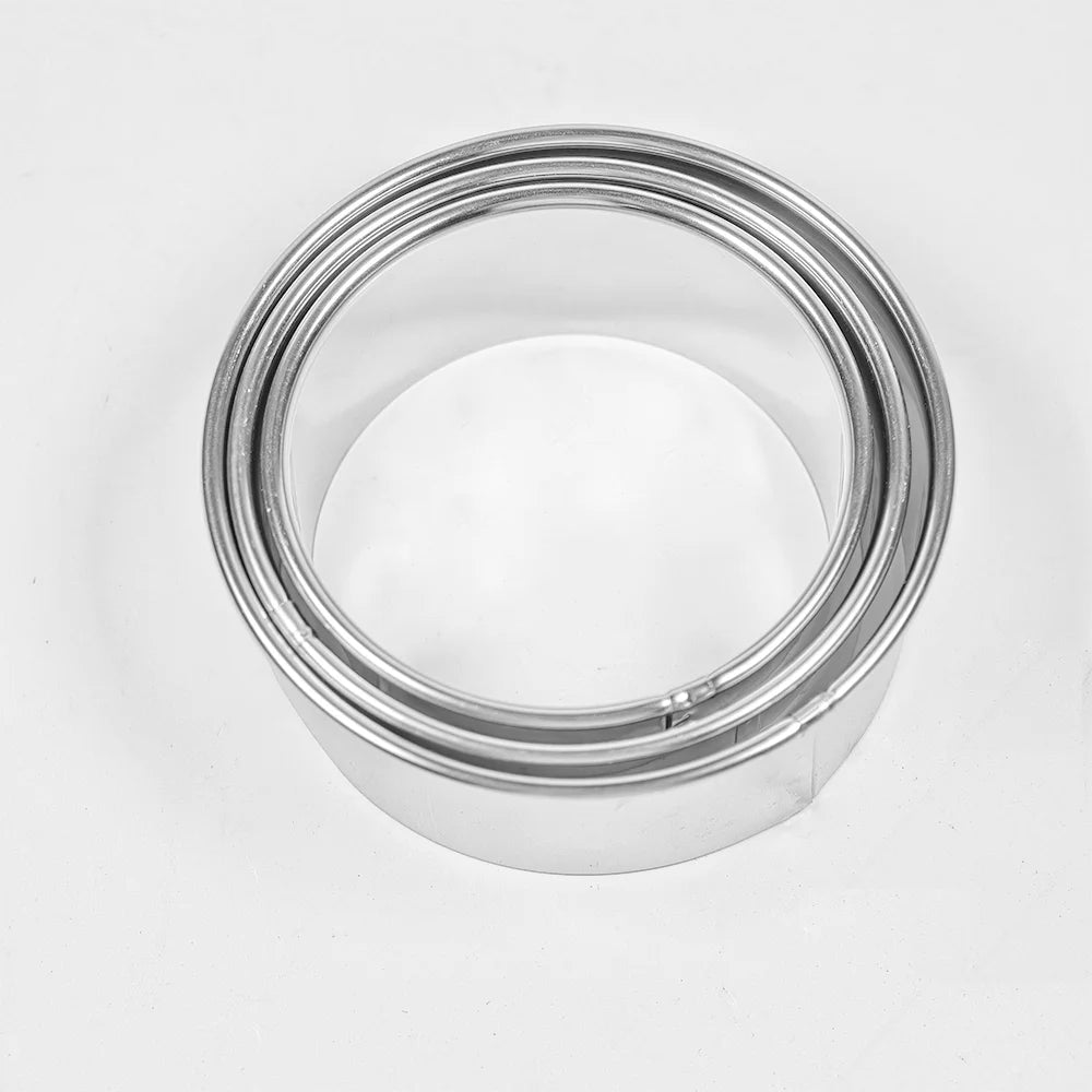 12PCS Cookie Cutter Mousse Ring Set Food-Safe Stainless Steel Rolled Edge Round Molds for Biscuit Donut Fondant DIY Home Baking