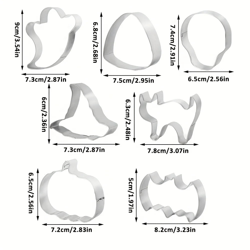 3PCS Halloween Cookie Cutter Set Food-Safe Stainless Steel Bat Pumpkin Ghost Molds for Candy Fruit Pancake Holiday Home Baking