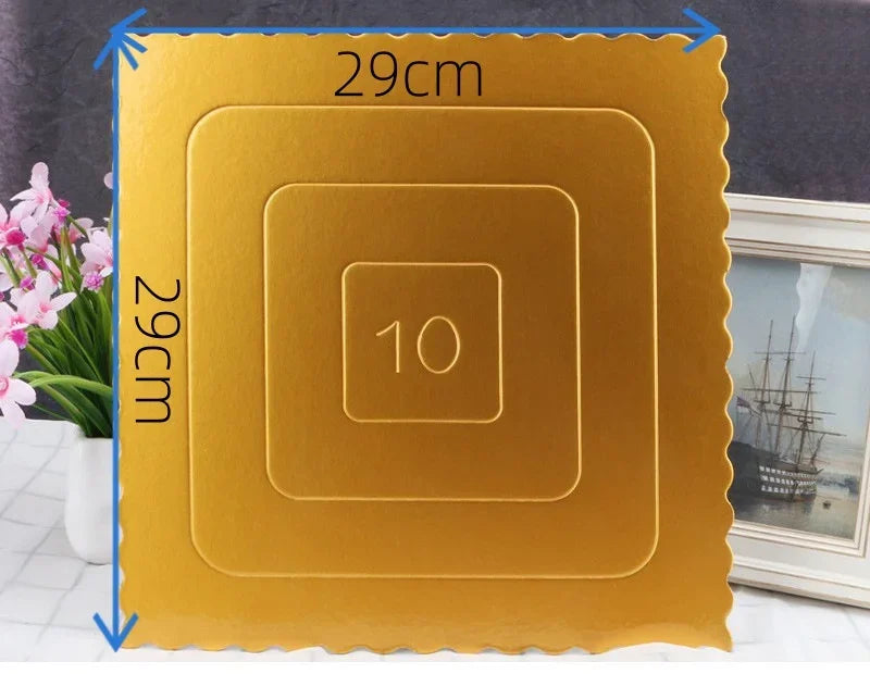 New 1pcs Gold Cake Board Disposable Dessert Tray Cake Base Cardboard for Wedding Birthday Party Baking Accessories Cake Tools