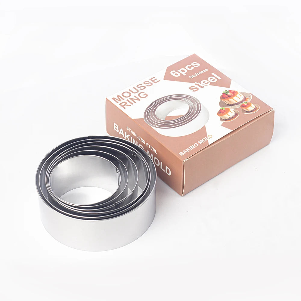 12PCS Cookie Cutter Mousse Ring Set Food-Safe Stainless Steel Rolled Edge Round Molds for Biscuit Donut Fondant DIY Home Baking