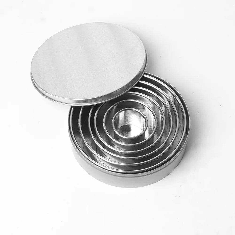 12PCS Cookie Cutter Mousse Ring Set Food-Safe Stainless Steel Rolled Edge Round Molds for Biscuit Donut Fondant DIY Home Baking